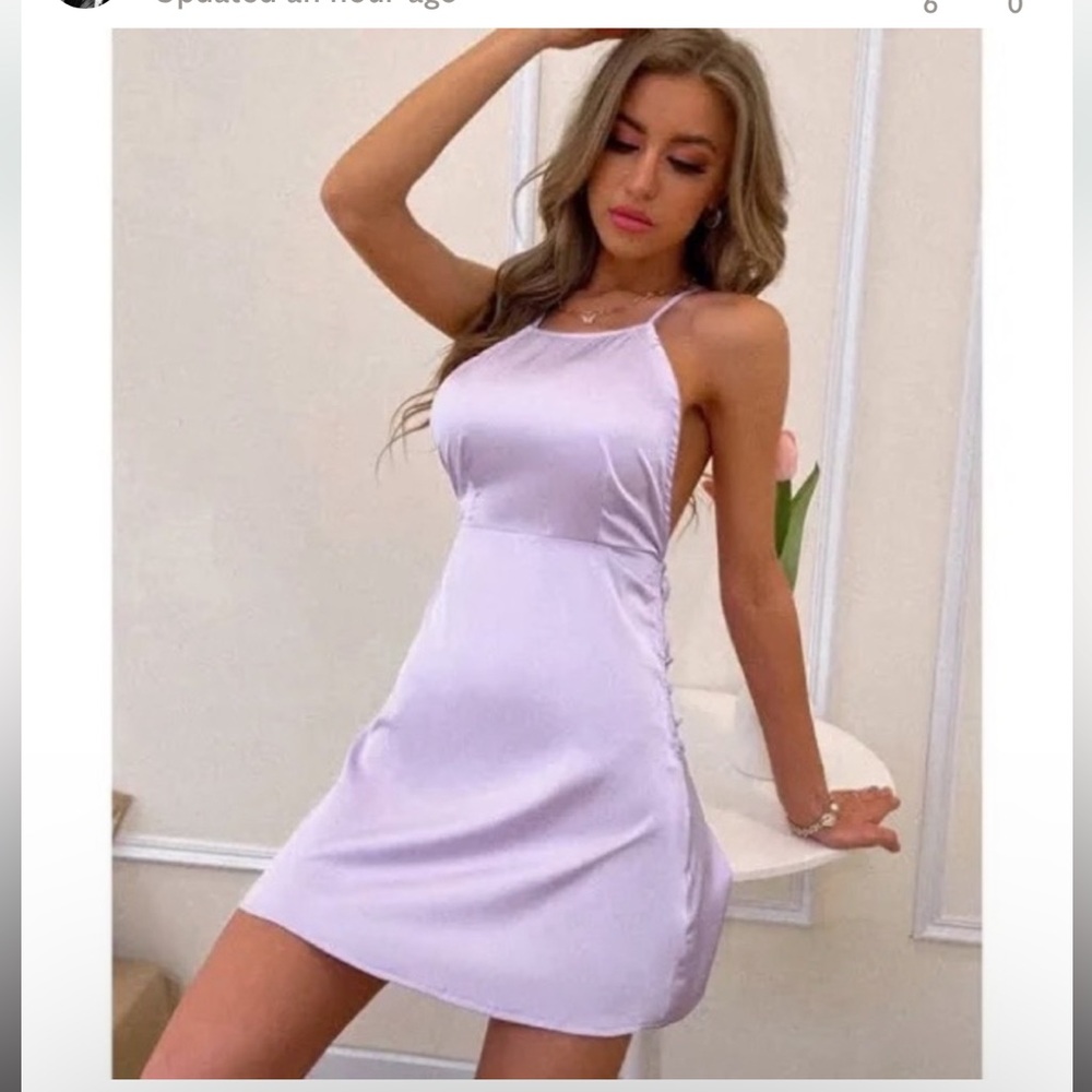 Zara purple slip mini dress s